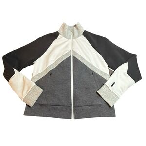 Under Armour Womens Colorblock Full Zip Track Jacket Grey Black White 1313471 S